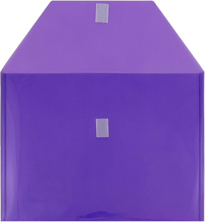 JAM PAPER Plastic Envelopes with Hook & Loop Closure - Letter Booklet - 9 3/4 x 13 - Purple - 12/Pack