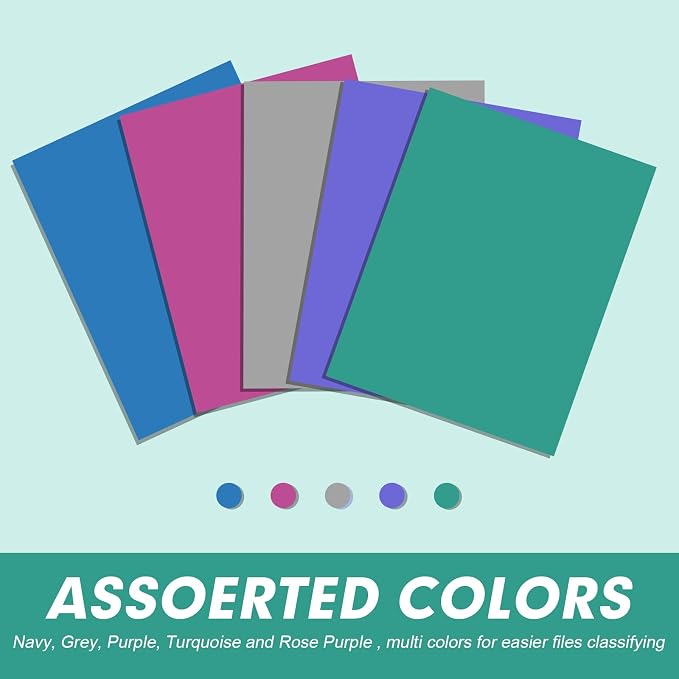 Two Pocket Folders, RAZCC 75 Pack File Folders with Pockets Fit Letter Size Paper, Thick Paper File Folder for School Office Business Home, Assorted 5 Colors