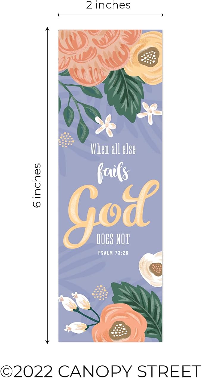 Religious Bookmarks / 2" x 6" Motivational Paper Bookmark Set / 24 Christian Verses Page Marker Designs/Bible Study Bookmarks/Made in The USA