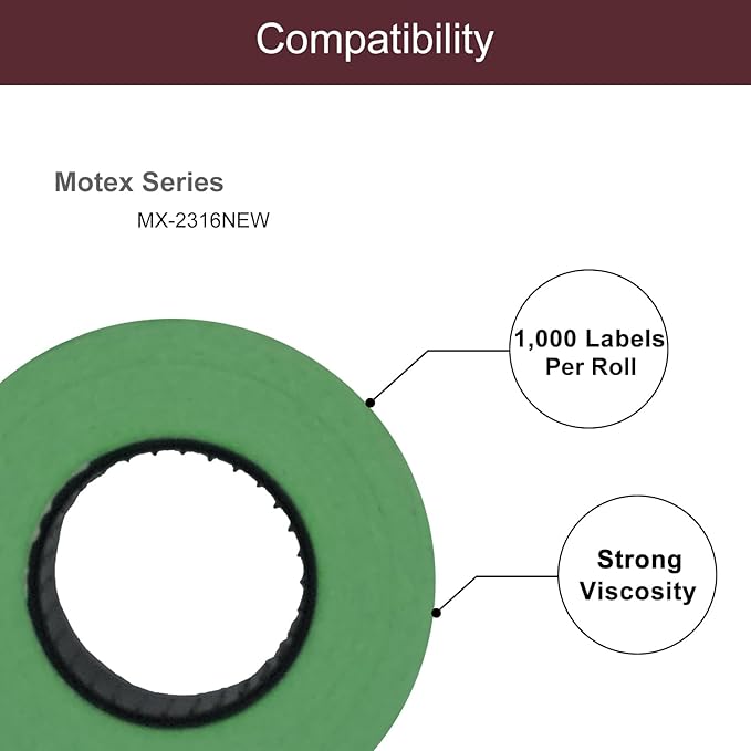 Motex 2 Line Blank Labels - 10,000 Green Blank Price and Date Gun Labels, Fits MX-2316