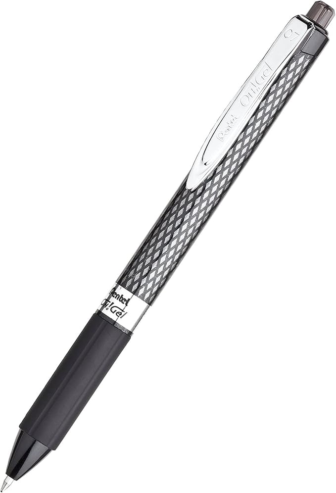 Pentel Oh! Gel Retractable Gel Pen, Medium Line, Black Ink, Box of 12 (K497-A)