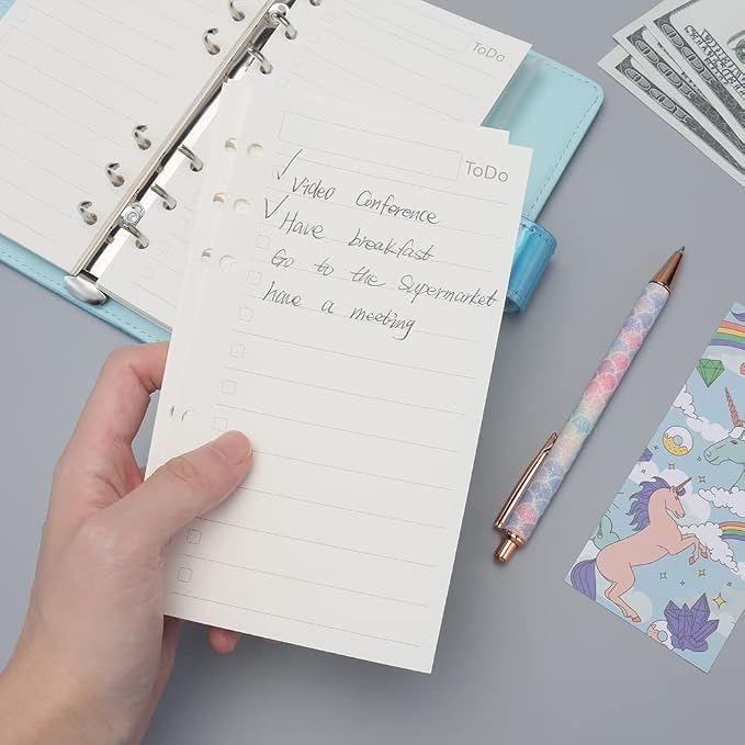 A6 To Do List Refill Paper 3 Pack Binder Inserts 6-Hole Punched Filler Paper Planner Refills, 135 Sheets/270 Pages Refillable Planner Binder Paper for A6 Planner Inserts (A6, To Do List)