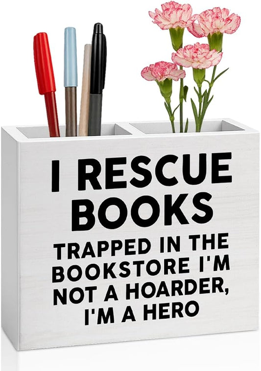 Book Gifts for Book Lovers Reader Writer Librarian book Wooden Pencil Holder desk decor for Library Office Christmas Birthday Holder2821