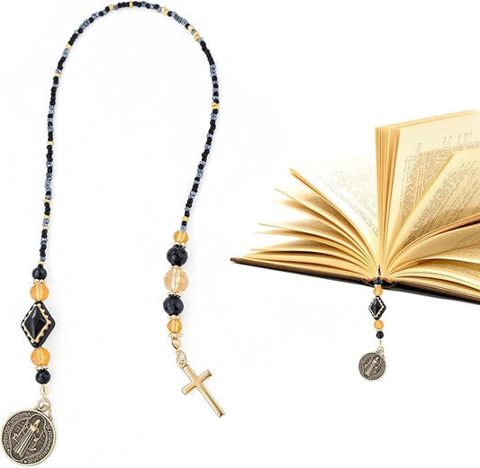 Christian Cross Beaded Bookmark - Vintage Beaded Book Mark for Women & Men, Unique Aesthetic Accessories Bookish Gifts for Booklovers Students Teachers