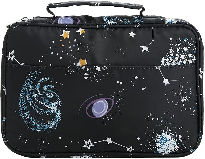 Bible Cover Carrying Book Case Church Bag Bible Protective with Handleand Zippered Back Pocket, Gift for Girls Women Mother Men Women Father Kids(Black Galaxy)