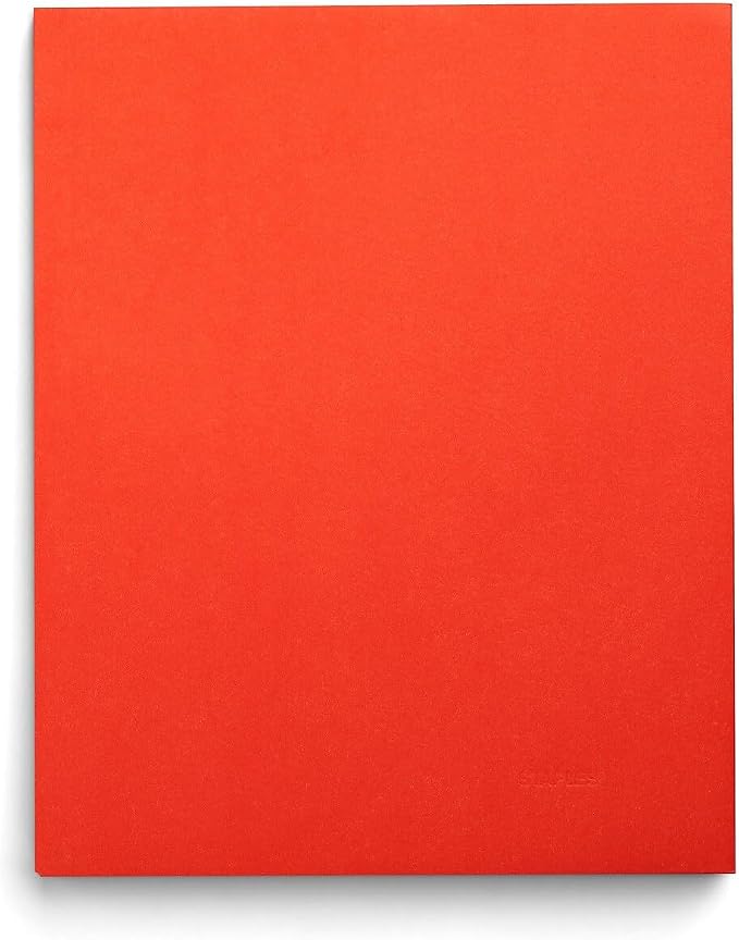 Staples School Grade 2‑Pocket Folders, Orange, Letter‑Size Durable Paper File Folders for Classroom & Office Organization, 25/Box