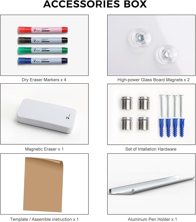 3-Month Vertical Layout 24'' x 36'' Magnetic Glass Dry Erase Calendar Board for Wall, Whiteboard Planner, Reusable Monthly Frameless Quarterly Whiteboard for Office, Home & Classroom with Accessories