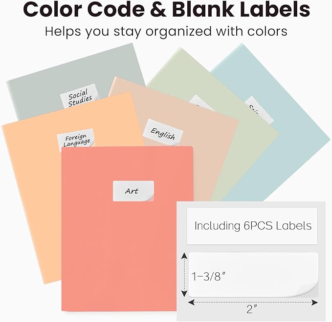 Sooez 6Pack Folders with Pockets, Pastels Colors, Heavy Duty Pocket Folder, Plastic Folders with Pockets, 2-Pocket Folder Bulk, Aesthetic File Folder, Back to School Office Filing Supplies