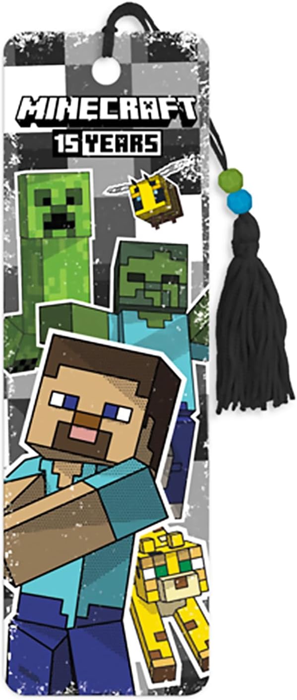 Minecraft Bookmark Set - Bundle with 8 Bookmarks and Page Clips Featuring Creepers, Zombies, More Plus Stickers | Minecraft School Supplies for Boys Girls Kids