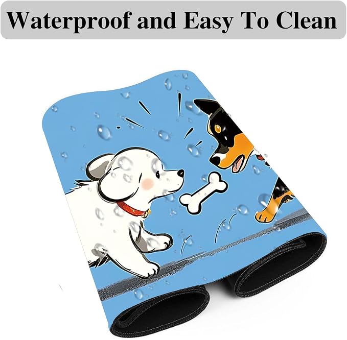 Mouse Pad Gaming Mousepad 31.5x11.8 Inch XXL Large + Coasters,Desk Mat with Stitched Edges, Non-Slip Rubber Base, Thick Mouse Pad for Computer, Laptop, Office & Home - Cute Dog