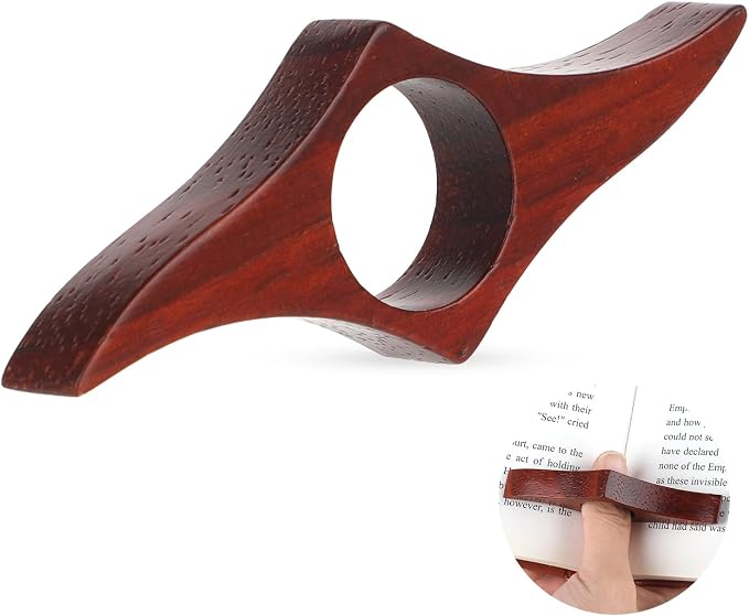 Sliverdew Natural Walnut Wood Thumb Book Page Holder, Universal Medium Size Page Spreader for Hands Free Reading, Premium Book Opener Bookmark, Unique Literary Gifts for Avid Readers Bookworms - 22mm
