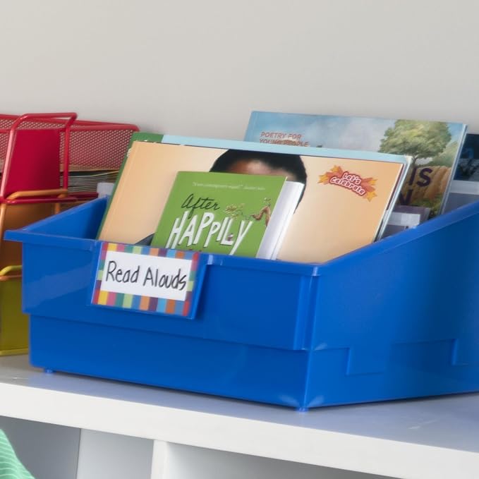 Really Good Stuff 12-Pack Single-Color Picture Book Classroom Library Bins with Dividers