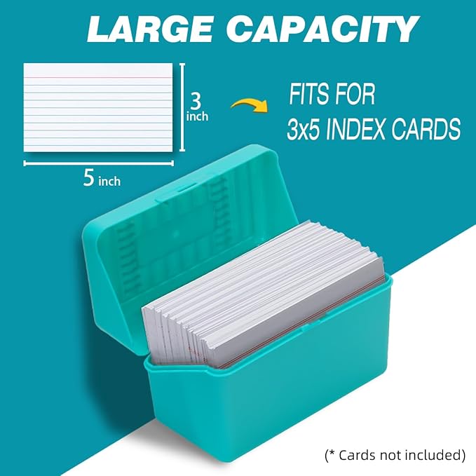 H4D Index Card Holder 3x5, Index Card Box Organizer Case, 3x5 Flash Note Card Holder, 3 Packs (Red/Green/Yellow)