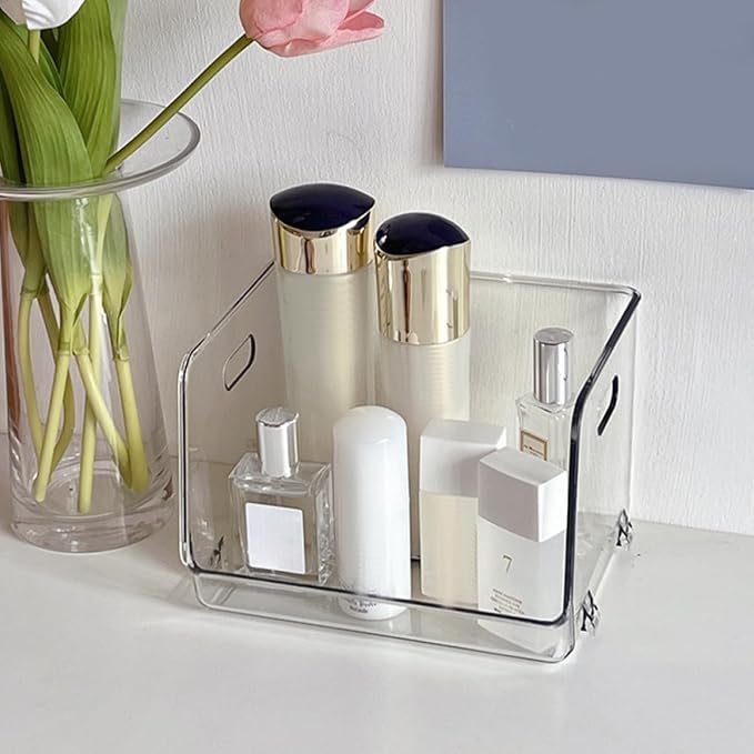 STAHAD 2pcs Portable Stackable Desktop Storage Organizer Boxes Small Size Multi-purpose Household Storage Containers for Makeup, Office Supplies, and Bedroom Use
