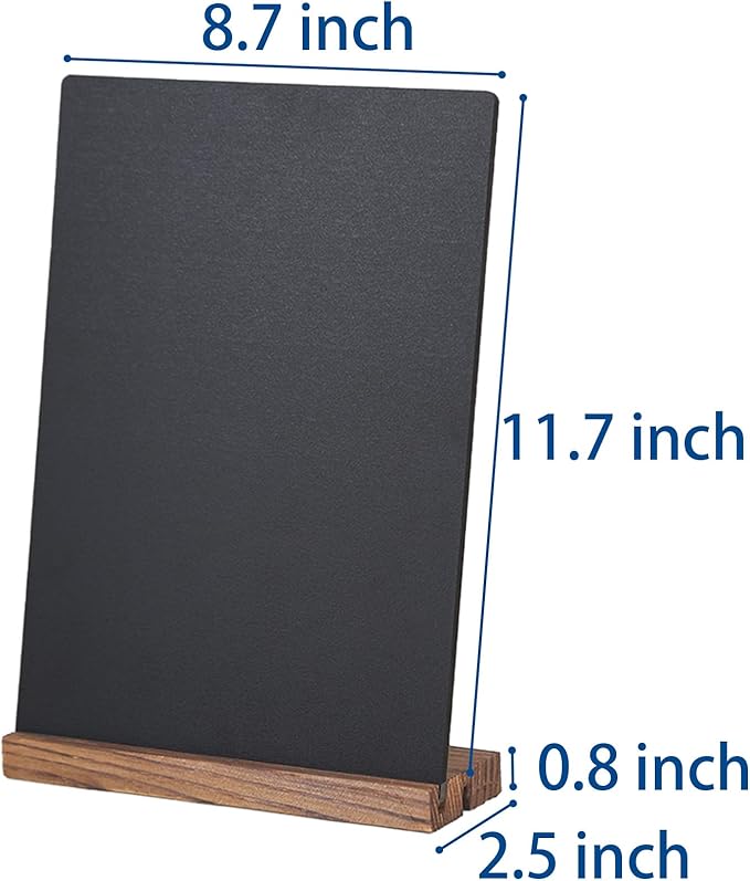 Desk Chalkboard Wood Sign Double-Sided Chalkboard with Wooden Base Decorative Chalkboards Message Blackboard (1 Pack 8.7x12)