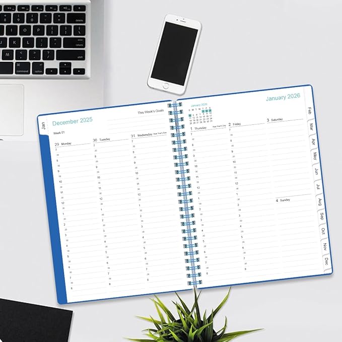 2026 Appointment Book & Planner - A5 Daily Hourly Planner from January 2026 - December 2026, Weekly Appointment Book with 30-Minute Interval, Medium 6.4" x 8.5", Blue