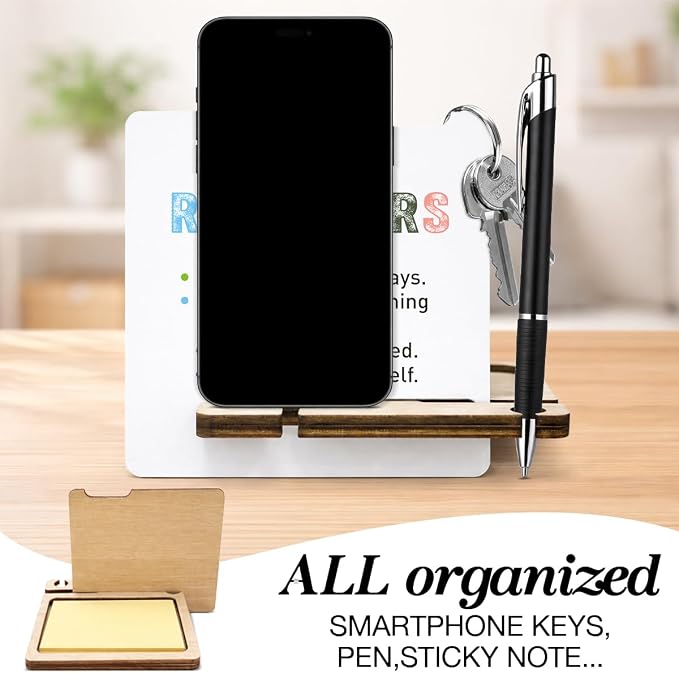 Inspirational Gifts for Employee Cooworker - Multi-functional Desk Organizer - Motivational Little Reminders Wood Sign for Office Desk Table Shelf Decor