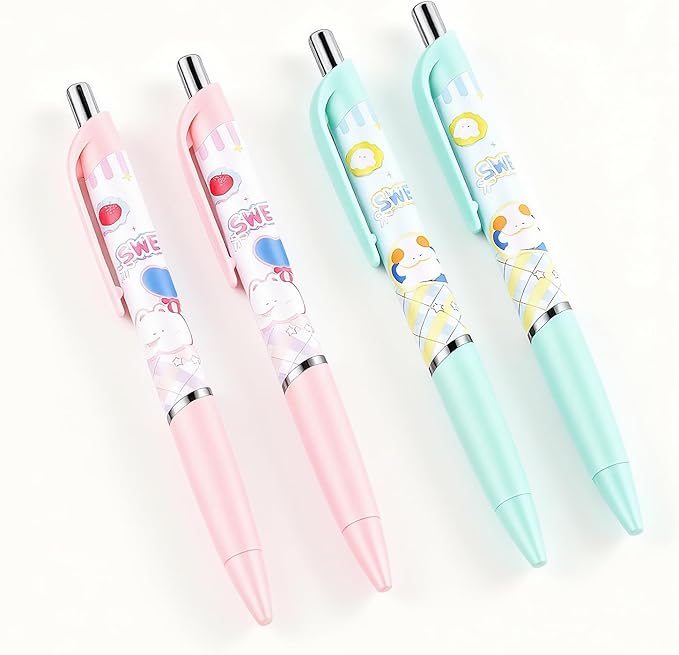 4Pcs Pink Cute Cat Mechanical Pencils 0.5mm Green Mechanical Pencil Kawaii Cartoon Cat Mechanical Pencil School Pencil Cat Gifts for Women Man