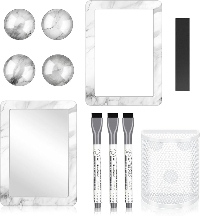 Denylo pro Silver Gray Magnetic Locker Marble Theme Accessories Kit Include Back to School Essentials for Back to School Decorations Office Supplies
