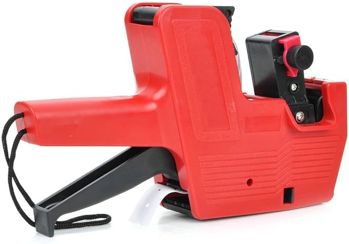 Kubert® Mx-5500 Single Row Labeler Price Tag Label Gun + Ink Roller + Single Row Label Paper Price Sticker Roll for Offices & Markets Model: Office Supply Store (red)