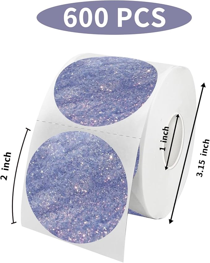 2 Inch Round Thermal Stickers Labels, Purple Direct Thermal Labels, Self-Adhesive Thermal Printer Stickers use for Business (600PCS)