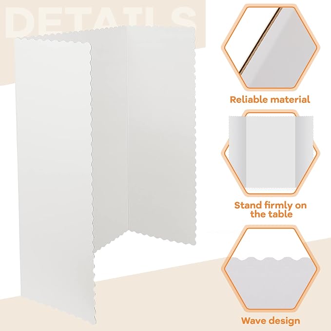 Henoyso 8 Pcs 36 x 48 Inch White Trifold Poster Board for Science Fair School Business Project Exhibition Large Tri Fold Presentation White Display Board Foldable Paperboard