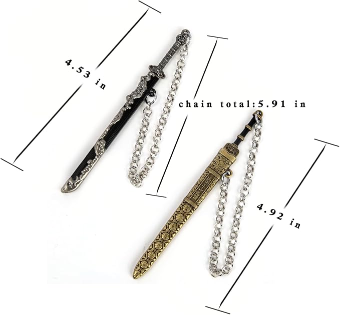 2 Pcs Metal Sword Bookmark with Scabbard,Vintage Book Marks for Reading Men,Book Reading Accessories,Gift for Men Teacher and Student Office School Library Bookstore(Black Yellow)