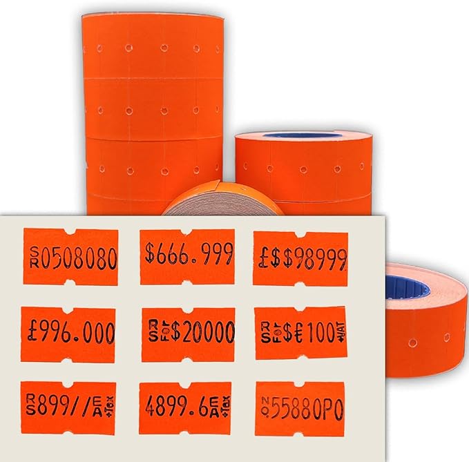 16,000pcs 1 line Price Gun Label, Removable and Adhesive Price and Sale Tags for Office, Suitable for NEW5500,MX-5500,CN979,H813,Total and Inch Pricing for Garage.(Orange)