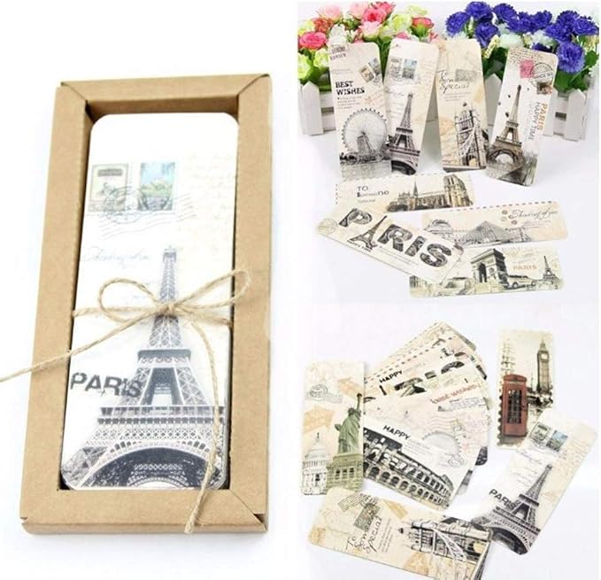 30 Piece Set Vintage European Scenes Retro Old Travel Postcard Bookmarks,Note Pads,Memo Pads Bookmarks Book Covers and Book Accessories