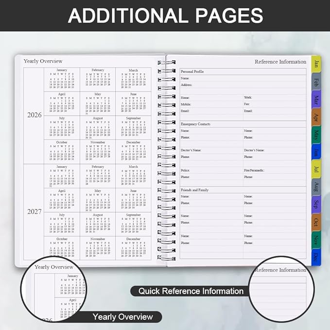 2026 Planner - Planner 2026 for Women & Men, January 2026 - December 2026, Monthly and Weekly Calender Planner with 12 Monthly Tabs, 6.4" x 8.5", Black