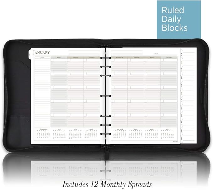 AT-A-GLANCE Genuine Leather Undated Starter Set, Folio Size, Black (038-0540-05)