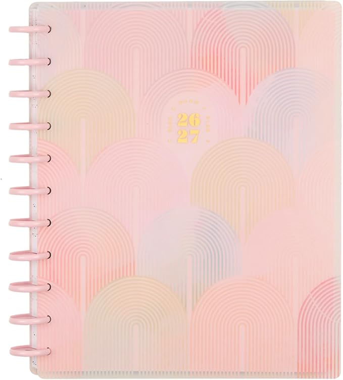 Happy Planner Disc-Bound Planner July 2026–June 2027, Includes 3 Extra Months and 2 Sticker Sheets, Big Size, 8.5" x 11", Dashboard Layout, Spring Sherbet