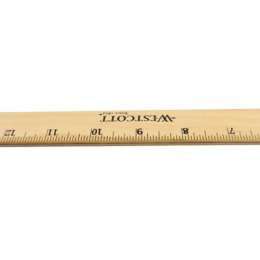 Westcott 05018 Beveled Wooden Ruler with Single Metal Edge, 18 Inch