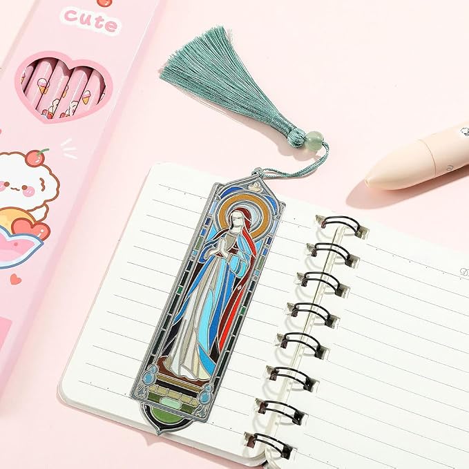 Divine Virgin Mary Bookmark with Tassel - Exquisite Design Book Marks for Women Men, Gift for Book Lovers