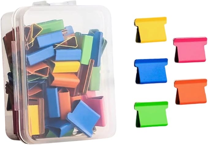 Portable Binder Clip Stapler, Includes 150 Reusable Clips, Push Clip Staplers, Mini Push Stapler Clamp Staplers for Desktop Document Home School Desk Office (K#)