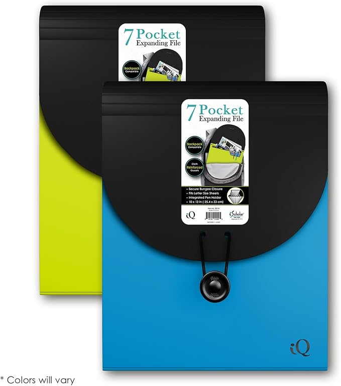 iScholar 7 Pocket Expanding Backpack Folder, Color May Vary (30710) (Pack of 6)