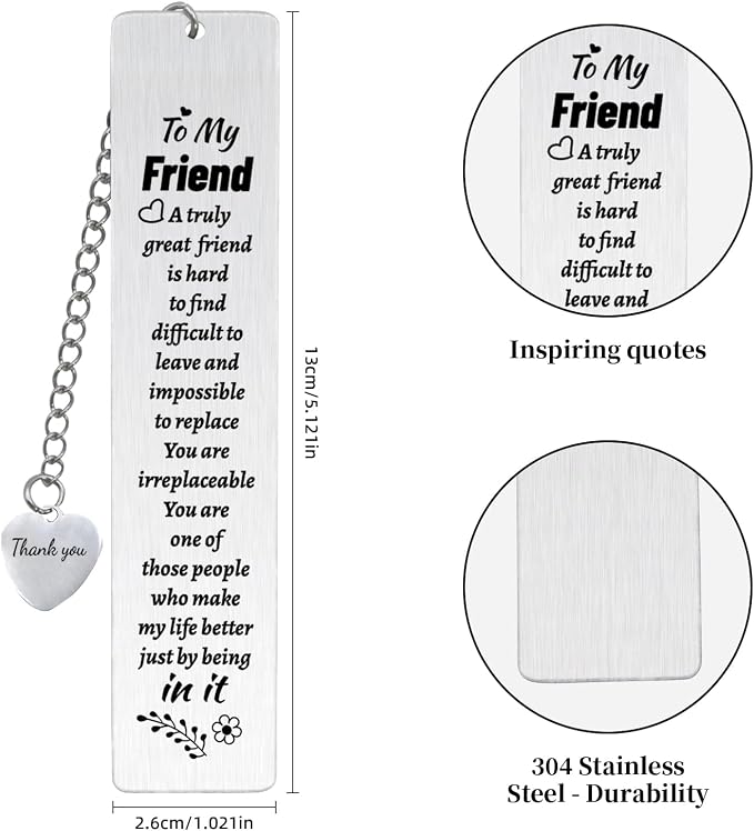 Gifts for Friends, Inspirational Bookmark Set with Pen – Metal Bookmark for Women, Book Lovers Gifts, Employee Appreciation Gifts, Christmas Gifts for Female Coworkers, Awesome Gifts for Sisters