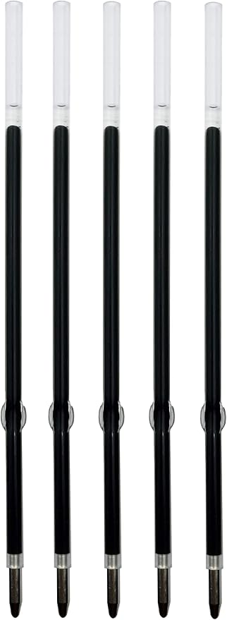 Pack of 5 Replacement Retractable Ballpoint Ink Refill for 2 in 1 Ballpoint Pen Capacitive Stylus Tip, Premium Metal Medium Point, Black Ink 98mm / 3.85” (Black Replacement Refill)