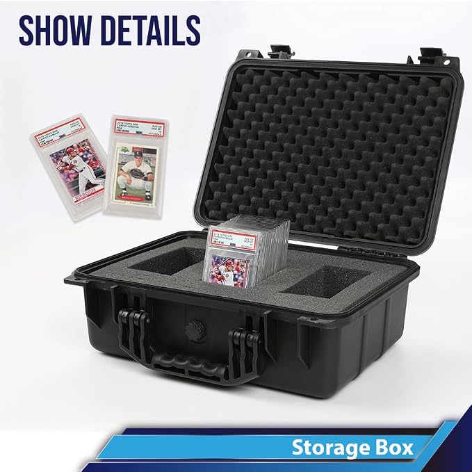 CROSSDESIGN Storage Box for Collectible Cards, Tools, Screws, Craft Supplies DIY Adjustable Organizer Box with Removable Dividers & Protective Foam, Lightweight Stackable Storage Container Black