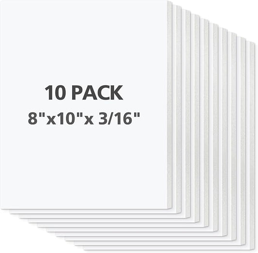 Mat Board Center Premium White Foam Core Board - 8x10 Inches, 3/16 Thick - 10 Pack, Acid-Free - Ideal for Mounting, Crafts, Art, and Presentations