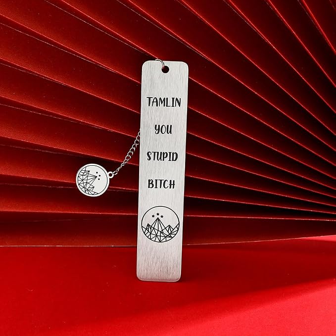 Stainless Steel Acotar Bookmark with Tassel, Acotar Inspirational Creative Moon Mountains Text Book Marks for Reading Women Men Collection, Books Accessories (Silver 2 Sides Style 1)