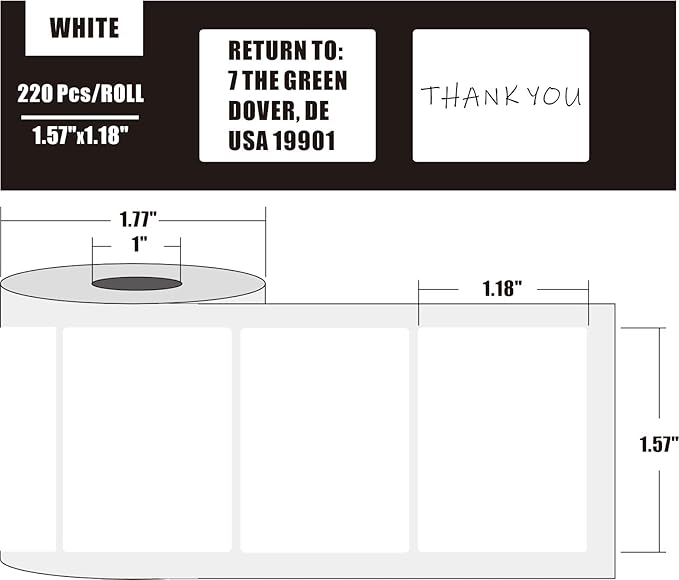 M110 Thermal Labels, 1.57''x1.18'' Compatible for Phomemo Printer M110 M220 M200 M120 M221 Labels Print Master Refill for NADA Print N20 Label Refill Clabel 221B 40x30mm 2 Rolls White