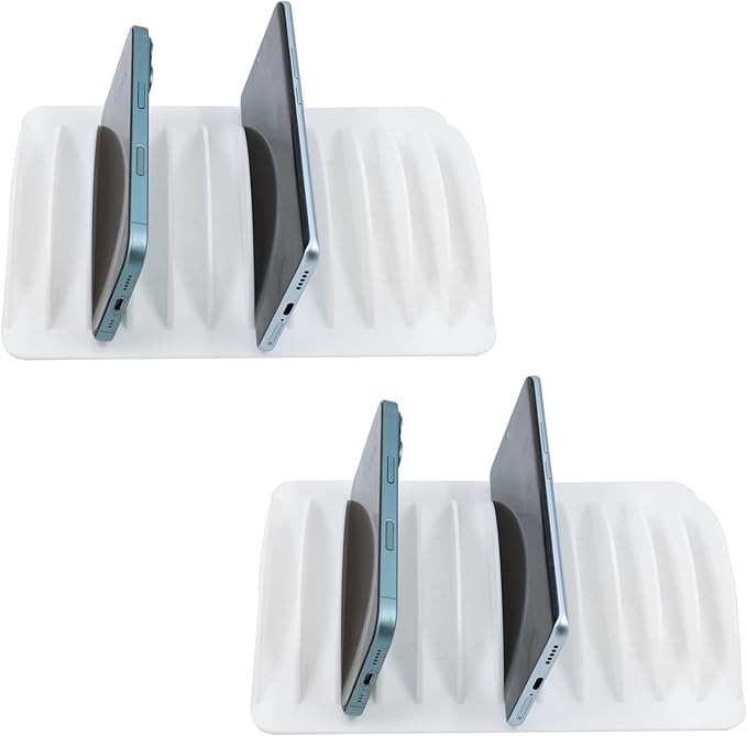 2 PCS Cell Phone Holder for Classroom, 24-Grid White Multiple Desktop Phone Storage Organizer Rack for Office School Classroom