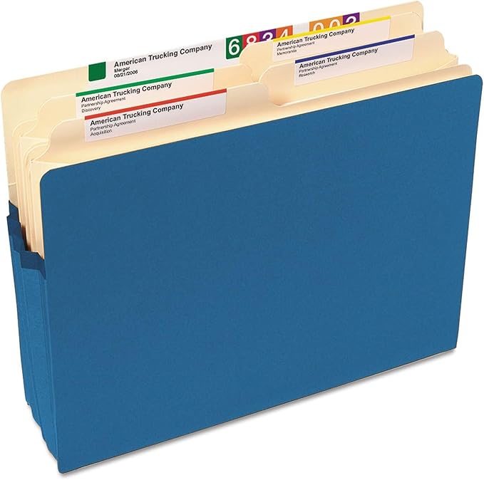 Smead File Pocket, Straight-Cut Tab, 1-3/4" Expansion, Letter Size, Blue, 50 per Box (73215)