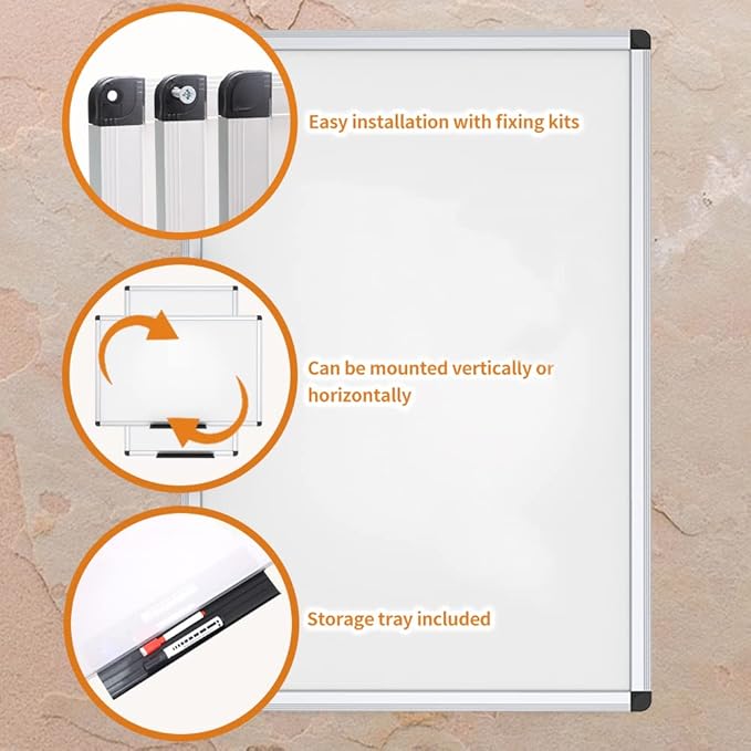 VIZ-PRO Dry Erase Board/Whiteboard, Non-Magnetic, Pack of 2, 36 x 24 Inches, Wall Mounted Board for School Office and Home