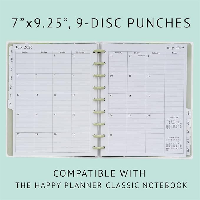 newestor 2026-2027 Planner Refills for Happy Planner Classic Size, Monthly Pages, Apri 2026 - Dec 2027, 9-Disc Punched, 7" x 9-1/4"
