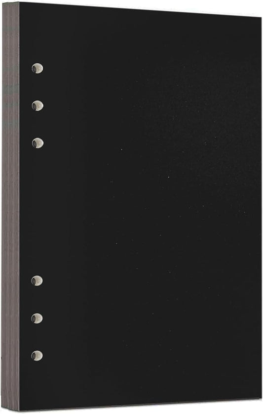 Zelten 1 Pack A5 6 Hole 30 Sheets/60 Pages Black Cardstock Loose Leaf Punched Paper Refills Paper for 6 Hole Binder Personal Organizer Diary Notebook Refillable Planner