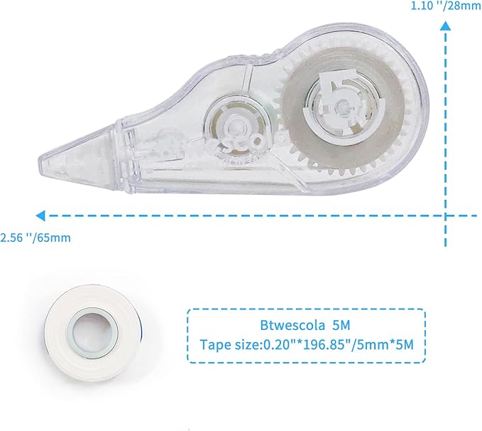 Correction Tape, 16.4FT EZ Tear-resistant Correction Tape, Easy To Use Applicator for Instant Correction Without Drying Time (20pcs/set)