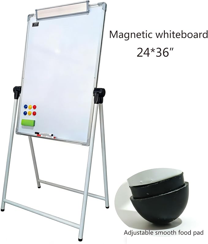 Upgraded A-Frame Whiteboard, 24 * 36‘’，360° Double-Sided Magnetic Dry Erase Board, Height Adjustable Standing Easel with Smooth Non-Slip Base for Home, Office, Classroom, Drawing
