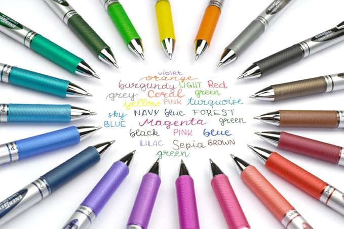 Pentel EnerGel RTX Retractable Liquid Gel Pen, (0.7mm) Metal Tip, Medium Line, Lime Green Ink, Box of 12 (BL77-K)